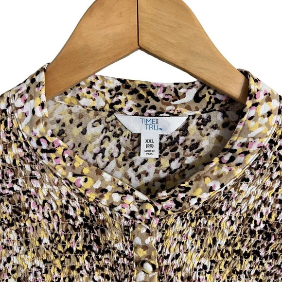 Time and True Cheetah Print Blouse Plus Size XXL Multicolor Long Sleeves Top - Picture 6 of 6
